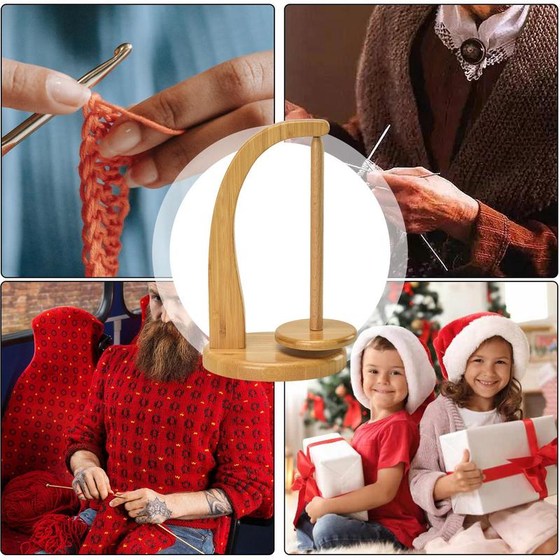 Yarn Holder for Knitting Rotating Magnetic Wooden Yarn Stand Space Saving Yarn Spinner with 320g Bearing Load Lightweight Yarn