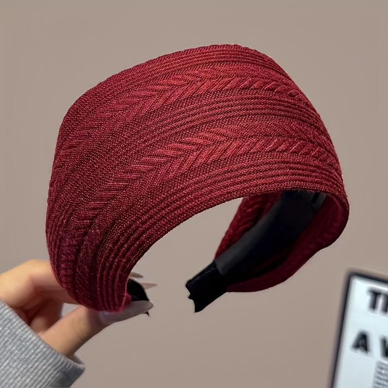 

Vintage Wide Leaf Pattern Headband, Multiple Colors Available, Comfortable and Non-Irritating, Versatile Hair Accessory for Women s Autumn and Winter червоний