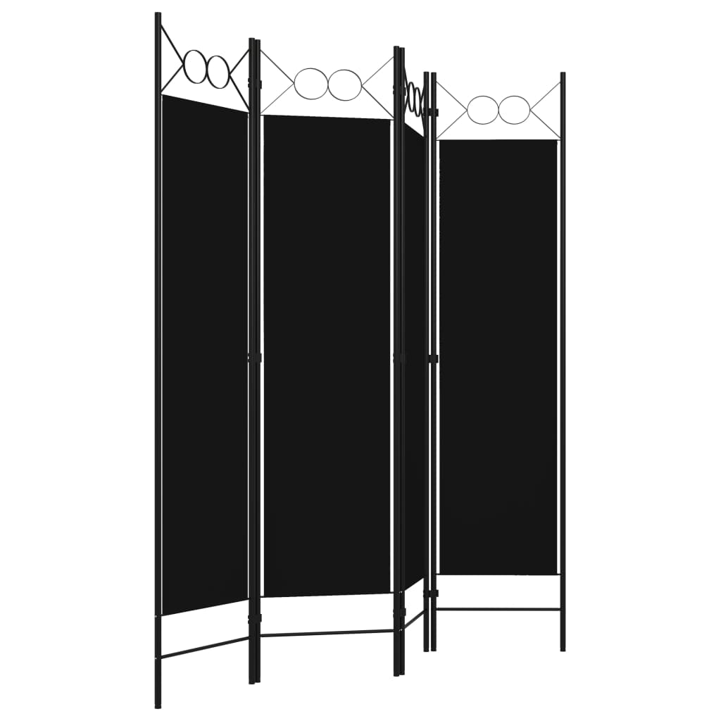 4 Piece Room Divider Black 160 X 180 Cm