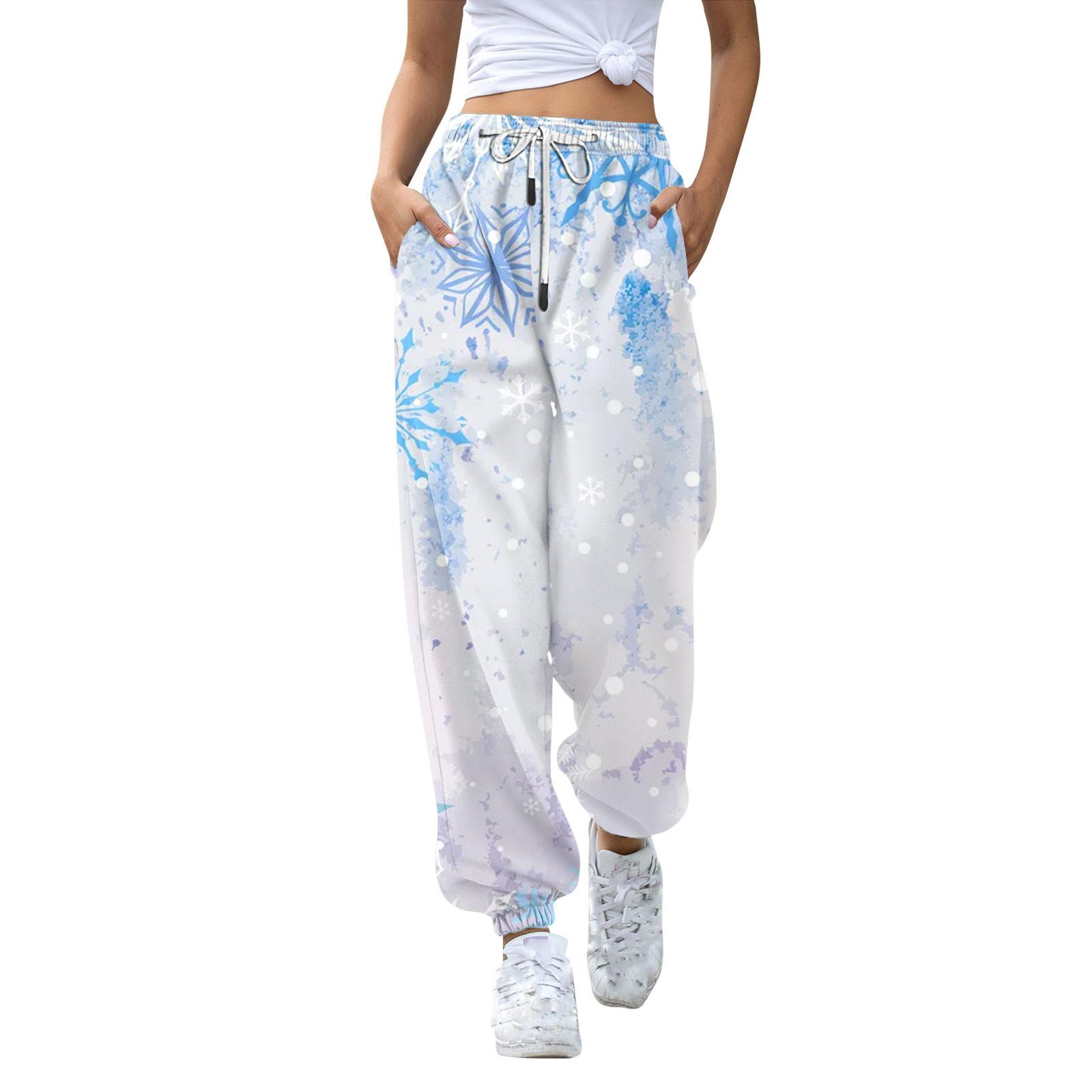 

Женские повседневные модные рождественские принтованные повседневные спортивные брюки с эластичной талией и завязками на шнурке S