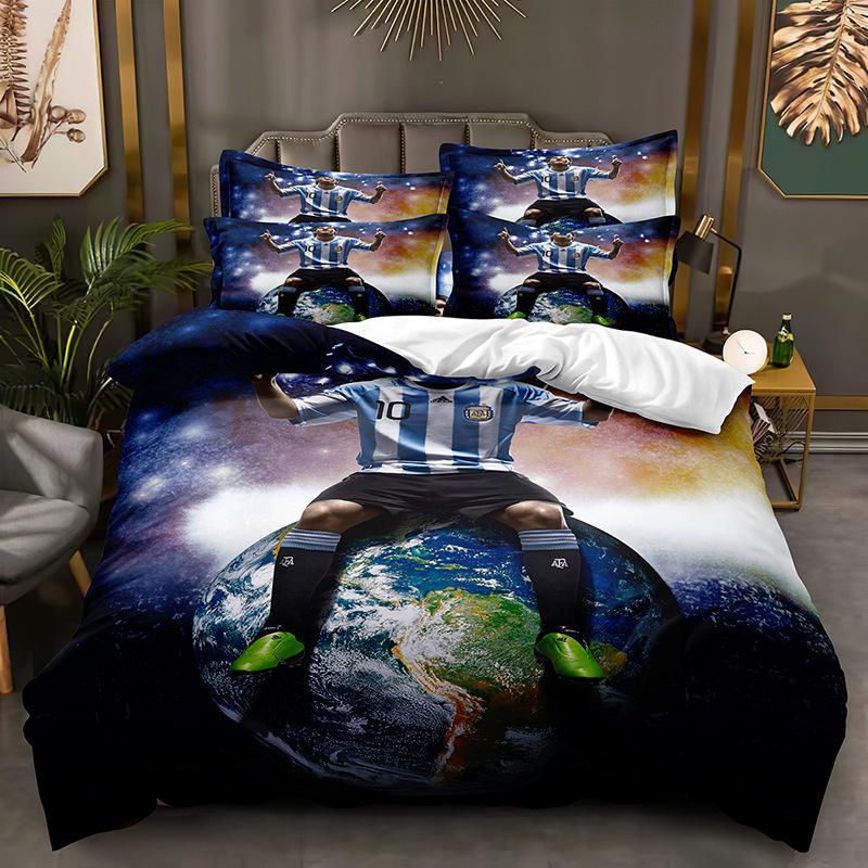 Ronaldo Messi 3D Print Football Star Duvet Cover & Pillowcase Set
