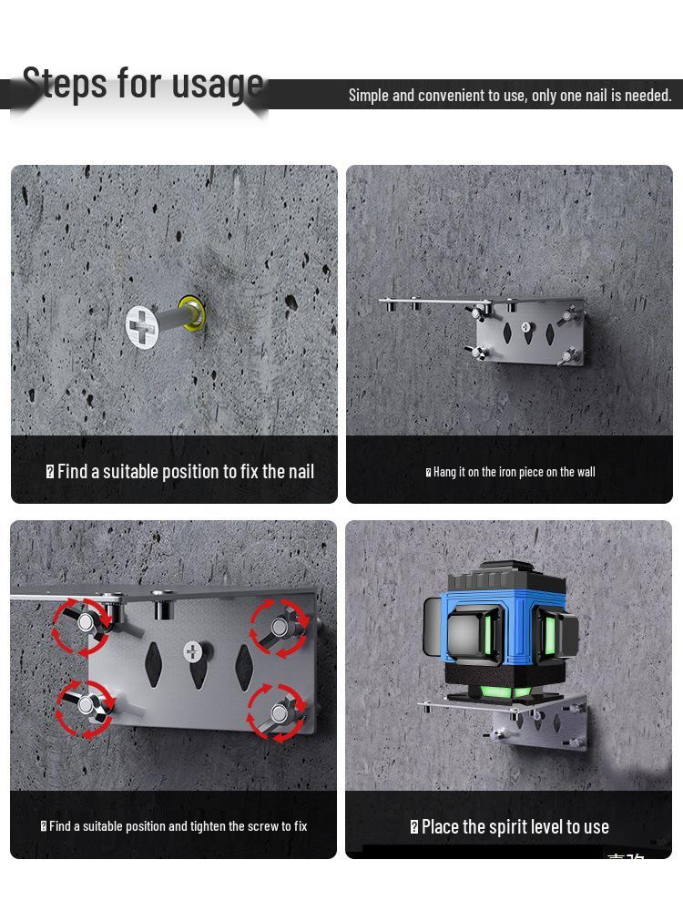 3-in-1 Laser Level Ruler with Spirit Level and Wall-Mountable Infrared Rangefinder