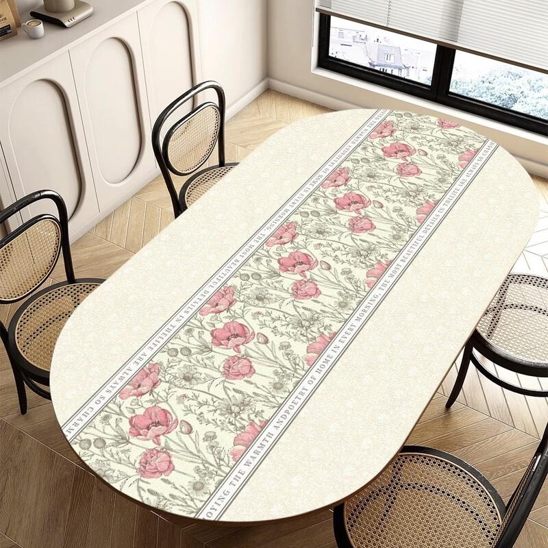 Oval Anti-Stain Leather Dining Table Mat