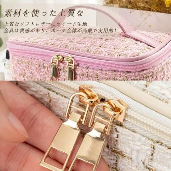 Cosmetic Pouch Large Capacity Makeup Partition Pockets Bag Wide Opening Storage Popular Stylish Handbag Multifunctional Business Trips Travel Use