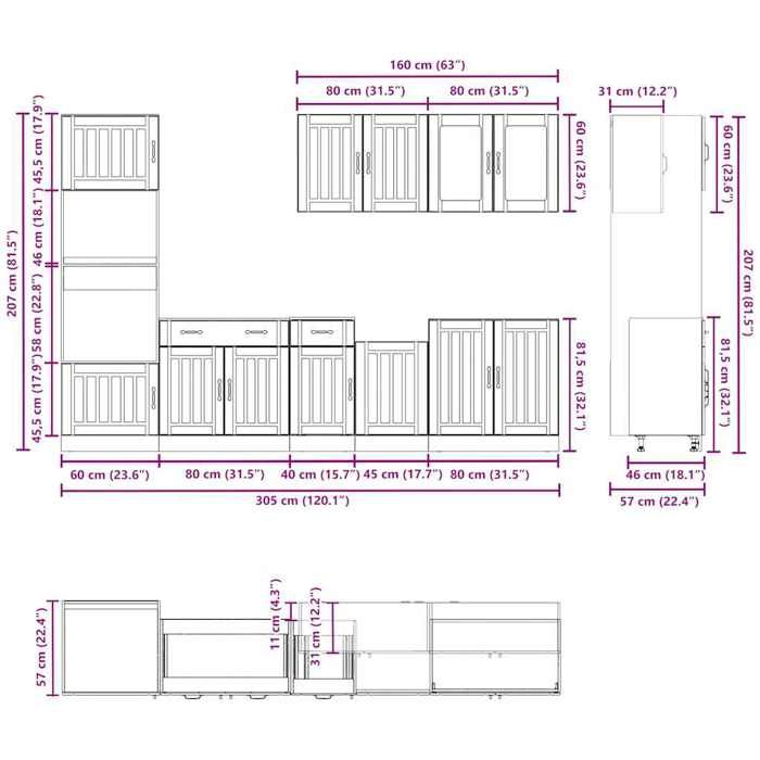 VidaXL Ensemble de 7 meubles de cuisine "Lucca" en chêne Sonoma 3314744
