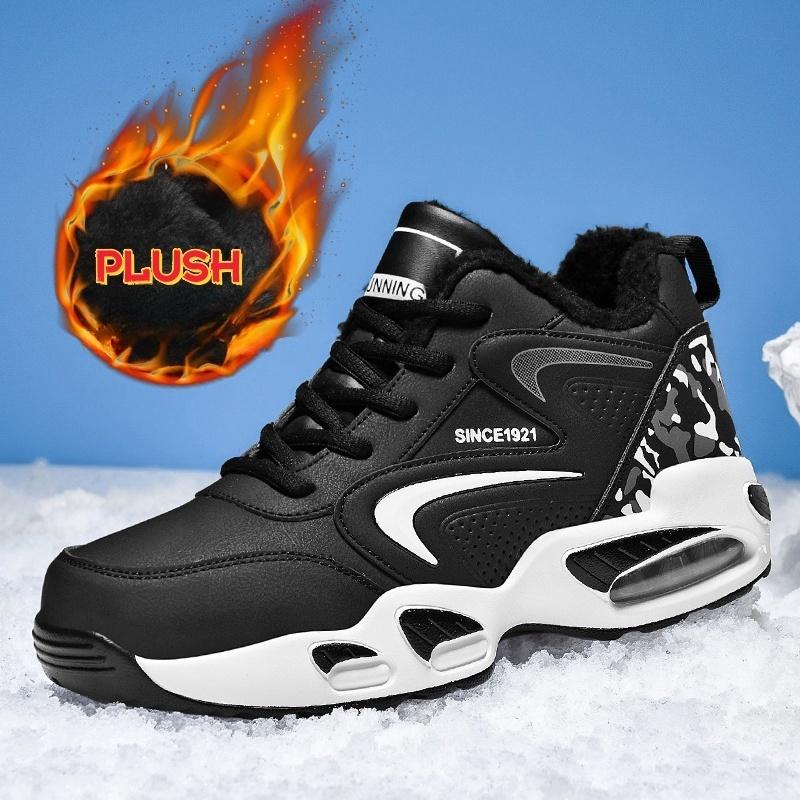 Adidași pentru bărbați Perna de aer este antiderapantă, impermeabilă, pantofi de alergare, pantofi calduroși din bumbac cu lână, pantofi de sport de iarnă pentru bărbați