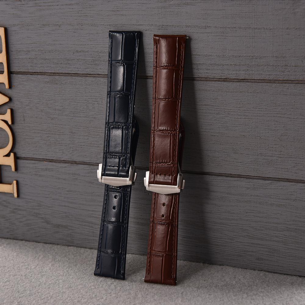 19mm 20mm 21mm 22mm High Quality Genuine Leather Watch Strap For Omega 007 Seamaster 300 Business Clasp Accessories