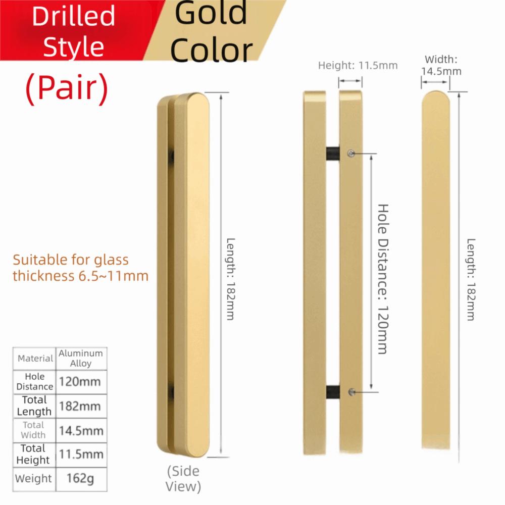 

Gold Sliding Door Handle Silver Narrow Frame Handle Easy Install Bathroom Handle Shower Room style2