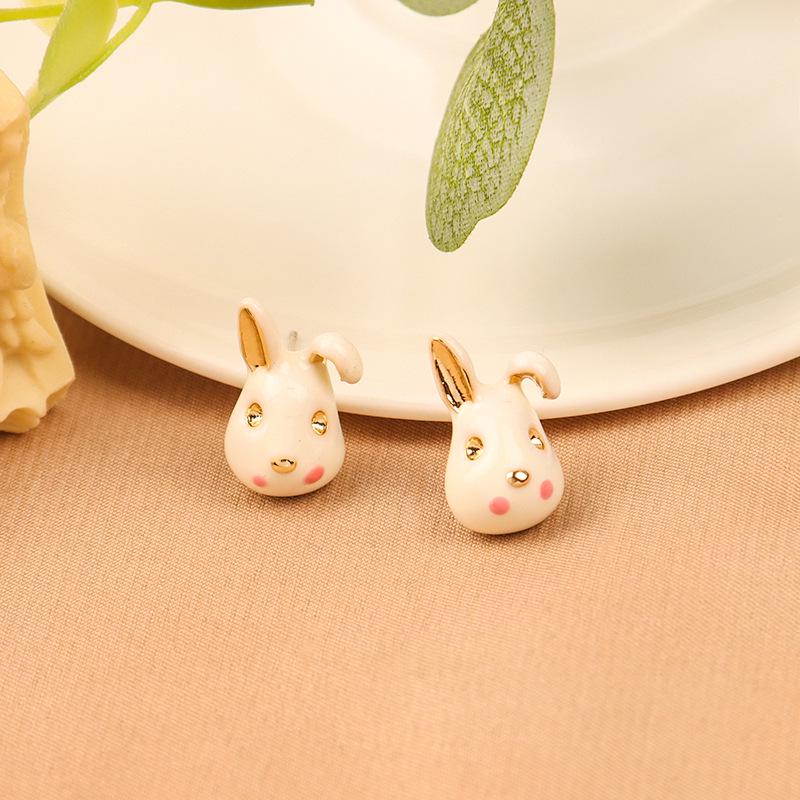 

Серьги-пусеты из серебра 925 пробы с инкрустацией бриллиантами в виде кроликов - милый японский и корейский стиль для женщин