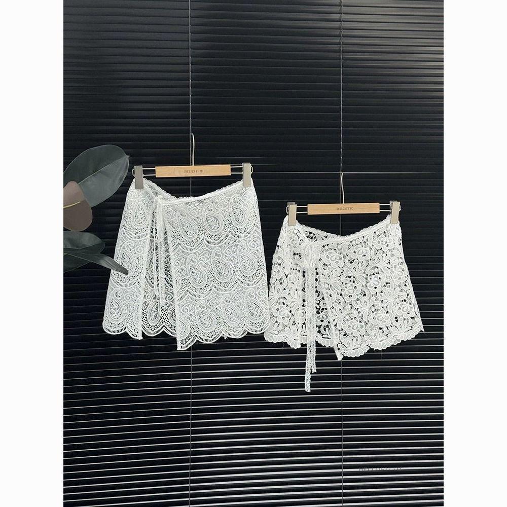 Korean Peplum Tie-Hem Lace Half Skirt - Versatile Yarn Skirt 2025.