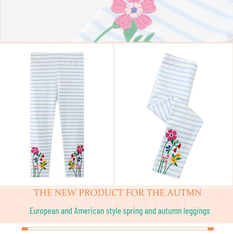 Girls' European & American Style Slim Fit Leggings for Autumn & Spring