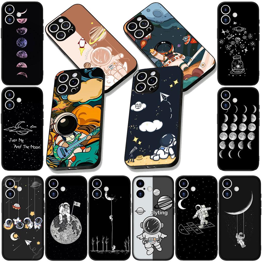 Cover for Samsung Galaxy A05 A06 A14 A50 A51 A52 A12 A13 A17 A70 A07 A25 A26 A56 A23 M53 Case Creative Design Art Astronaut Moon