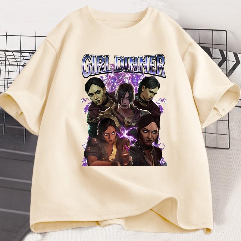 Sevika Arcane Girl Dinner T Shirts Unisex Women Short Sleeve T Shirt Fashion Unisex Clothes Designer Unisex Women Tshirts Streetwear