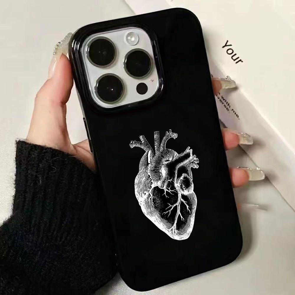 1 Heart Anatomical Pattern Phone Case for iPhone 17 16 15 14 13 12 11 Pro/ Max /Plus Anti-fall and Shockproof Back Cover