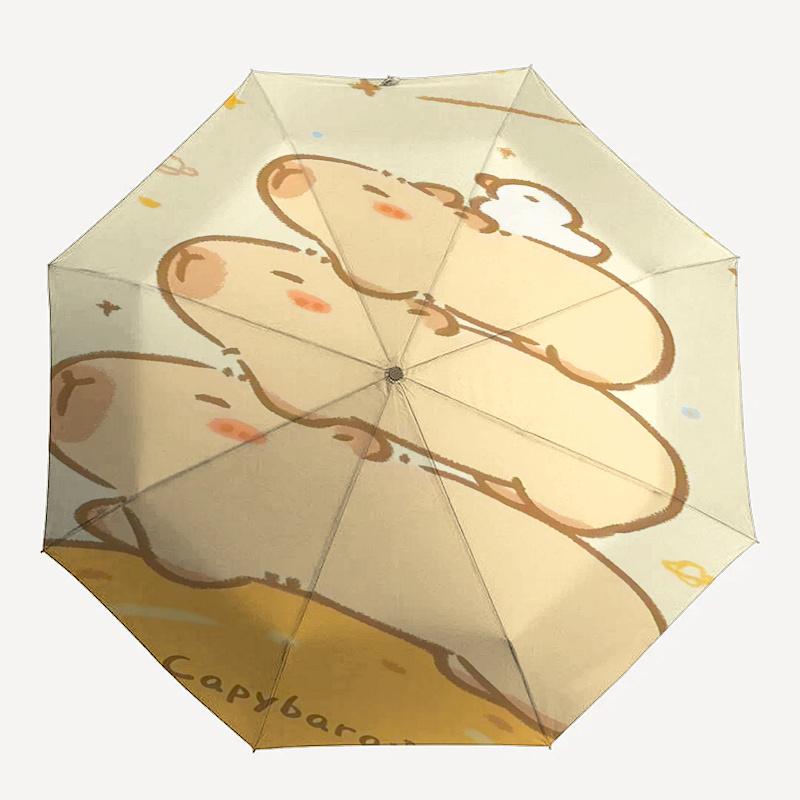 Capybara Themed Travel Umbrella-8 Ribs Automatic Opening and Closing, Portable Folding Design, Compact and Stylish Umbrella Suitable for Out