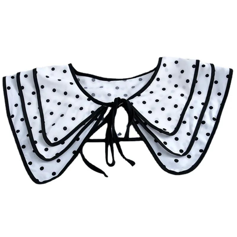 Polka Dots Shirt Detachable Collar for Women Fake Collars for Sweater Shoulder Wraps Neck Blouse False Collar Shawl Small Cape