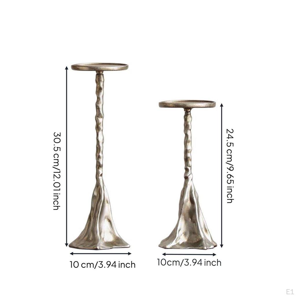 2 Pieces Metal Look Candle Pedestal Artistic Design Holder Luxury Feel Candlestick for