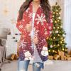 Dame Mote Casual Jul Print Medium Lengde Cardigan Jakke Kåpe