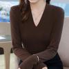 Women's Elegant V-Neck Long Sleeve Knit Base Top