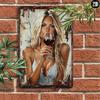 1pcs Metal Lady Beverage Wall Art Sign, Waterproof Weather-Resistant Pre-Drilled, 20x30cm Decor for Home Outdoor Room Kitc