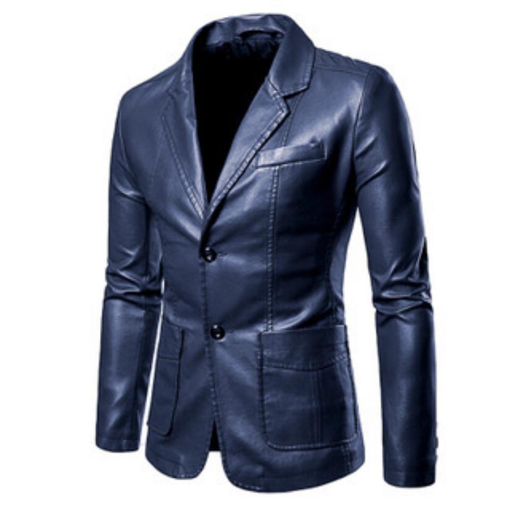 Autumn Winter New Fashion Harajuku Faux Leather Jacket Men All Match Solid Male Clothes Casual Loose Cardigan Business Outerwear