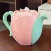 Wind High Value Ceramic Tulip Flower Pot Afternoon Tea Tea Set Cup Saucer Set Internet Celebrity Water Set