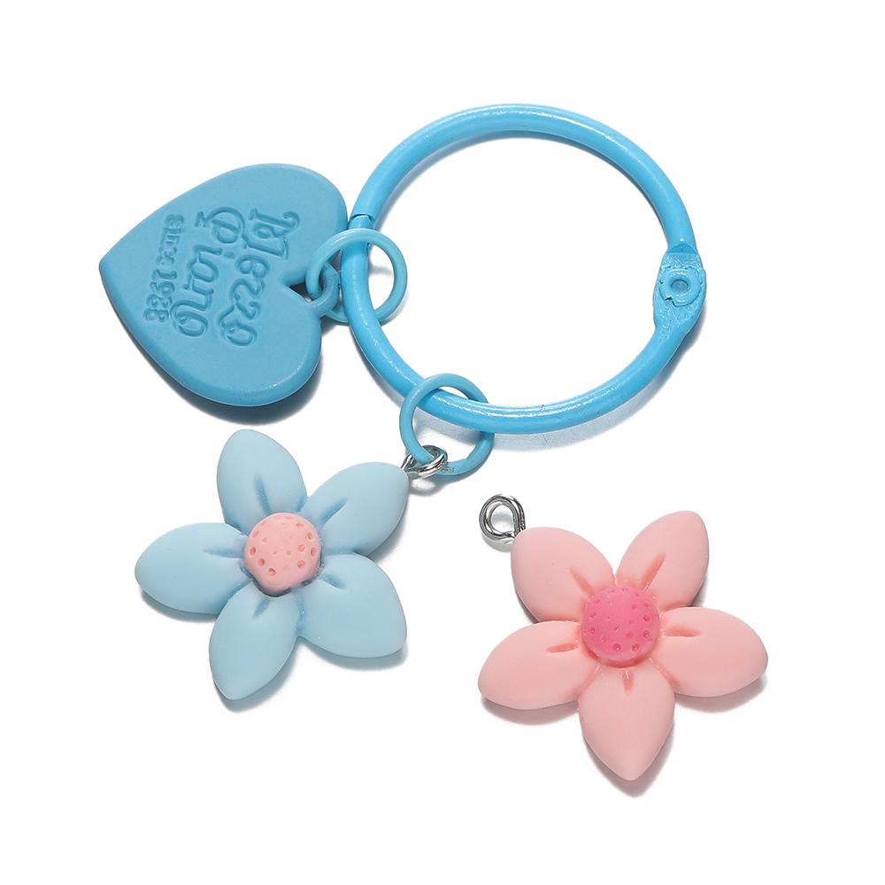 5Pcs/Lot 23.5*26.5mm Colorful Resin Five-Petal Flower Loose Charm Pendants for Necklace DIY Craft Jewelry Making Accessories