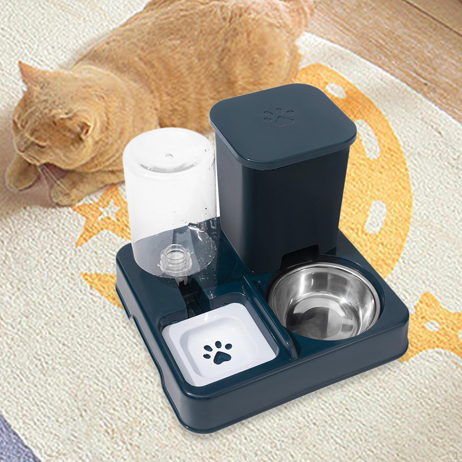 

Автоматическая кормушка для кошек 2 в 1 и диспенсер для воды, миска для еды и поения для домашних кошек dark blue
