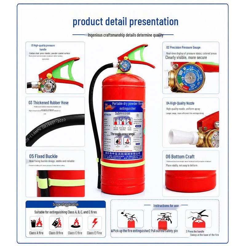 Zhongyue Fire Extinguisher: 1-8kg Dry Powder for Home, Commercial, or Vehicle Use