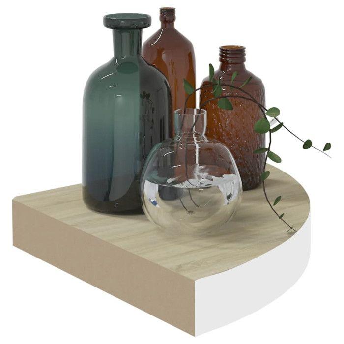 VidaXL Étagère d'angle murale Chêne et blanc 35x35x3,8 cm MDF