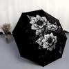 1pc Black and White Floral Mandala Umbrella with Plastic Handle,Suitable for All Seasons UmbrellaPT461