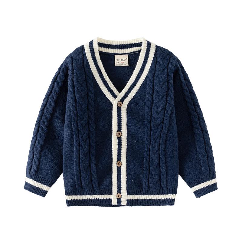 Cardigan a maglia per ragazzo con bottoni e maniche lunghe, caldo per autunno e inverno, top per bambini