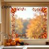 Autumn Home Ornaments Harvest Festival Static Glass Sticker, Window Clings with Maple Leaves Sunflowers And Theme Party Decor Berries Prints, Reusable