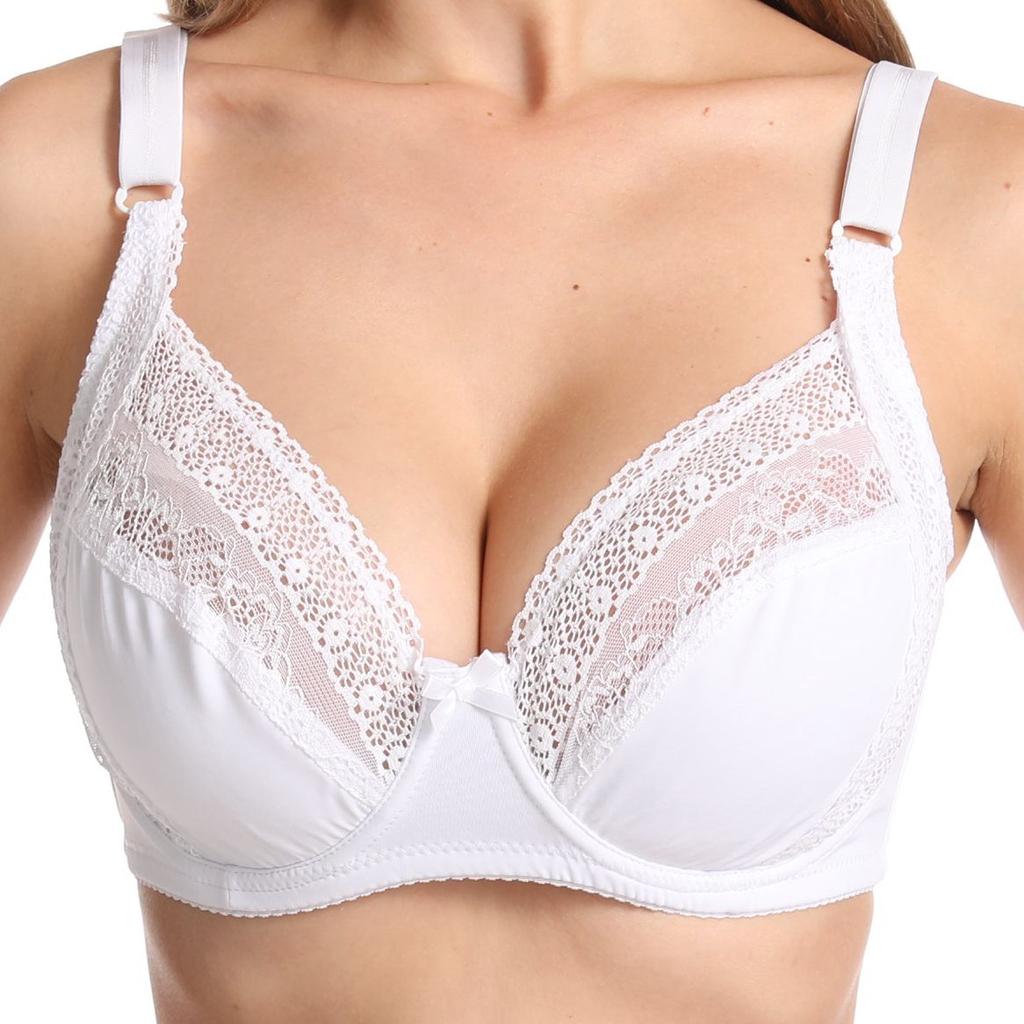 Women Daily Plus Size Brassiere Sexy Lace Ultra Thin Full Cup Bra Comfortable with Wire Bras E Cup 6017