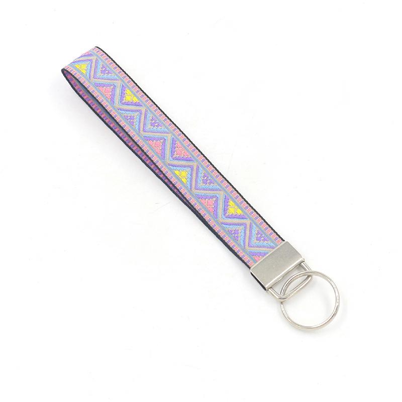 

Ethnic Geometric Rhomboid Jacquard Ribbon Lanyard Key Ring Wrist Strap For Women Backpack Decorative Pendant Fashion Jewelry