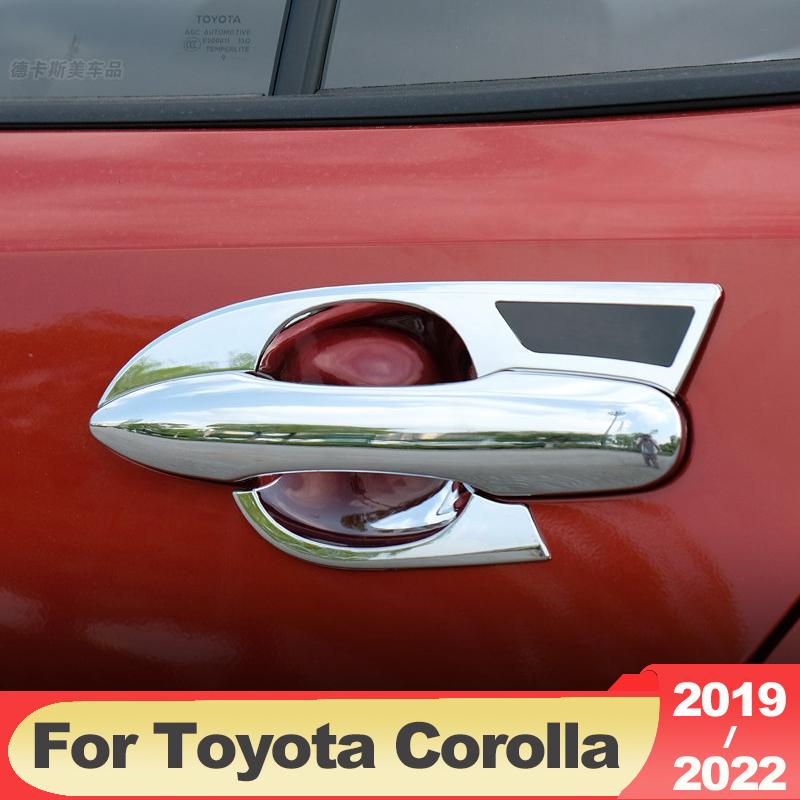 ABS Carbon Fiber Car External Door Handle Bowl Covers Trim Sticker For Toyota Corolla E210 2022 12th Accessories