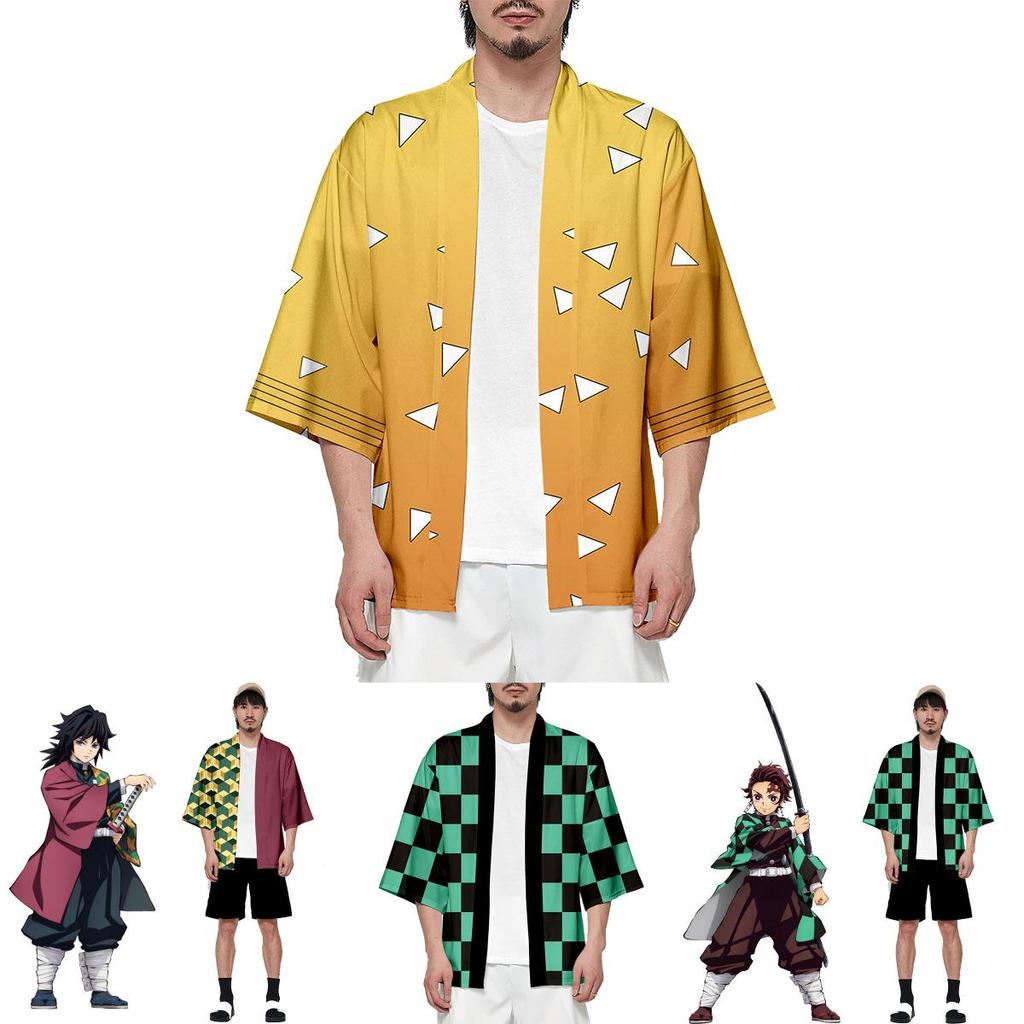 Vysoce kvalitní prodyšné anime Demon Slayer Kimetsu No Yaiba Kamado Nezuko Cosplay volné haori kabát topy
