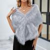 Women's Winter Fashion Faux Fr Scarf Shawl Coat