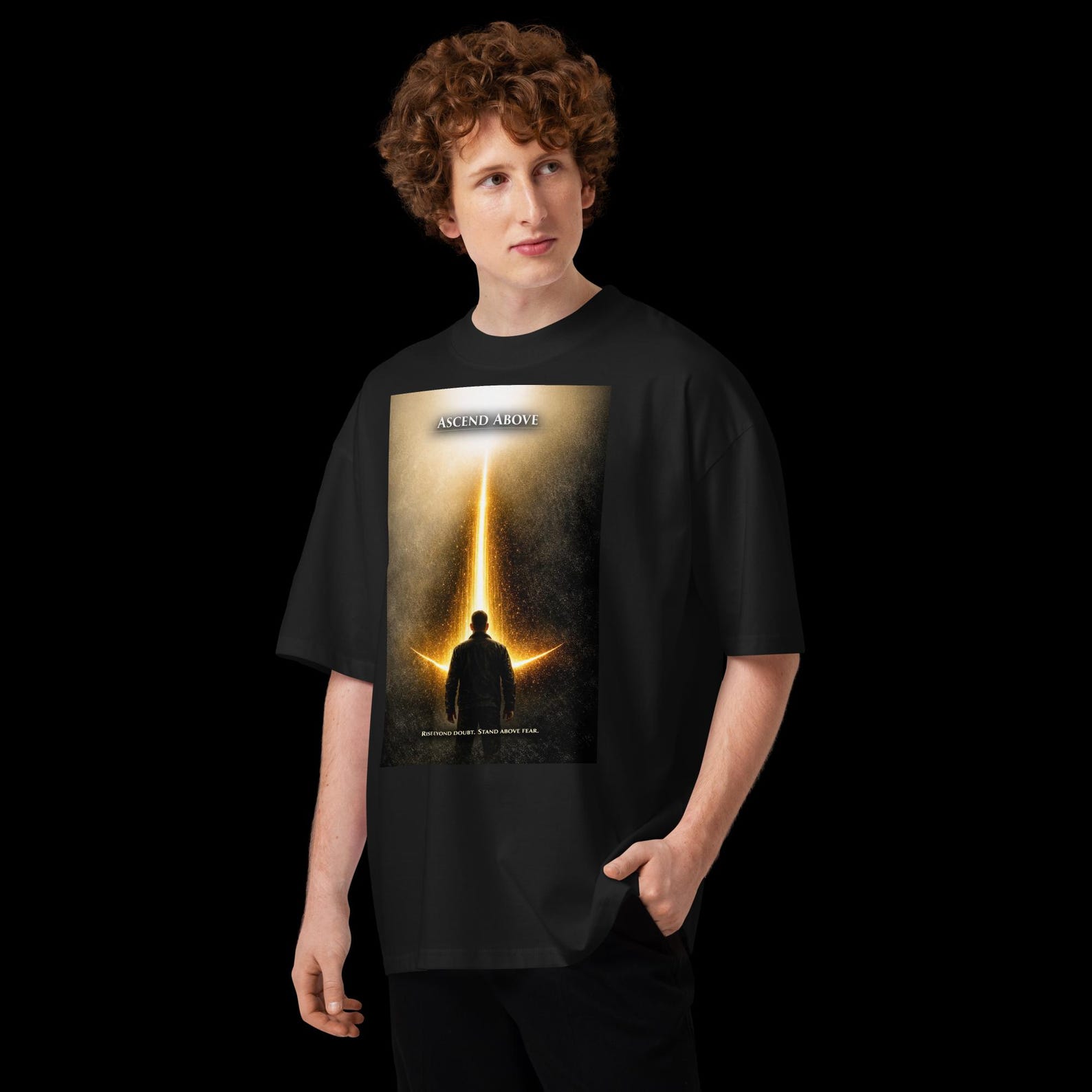 Unisex organic oversized high neck t-shirt - ASCEND ABOVE 4XL