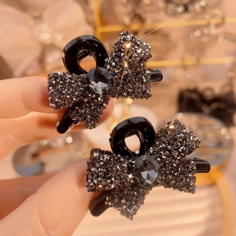 2PCS Rhinestones Bowknot Hair Clip for Women Girl Special Event and Casual Wear Enhancing Outfit Hair Styling Hair Claw