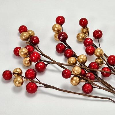 Golden & Silver Glass Berry Strand Wreath Accessories: Handmade Plum Gold Berries for Cake, Candy Box, and DIY Crafts.