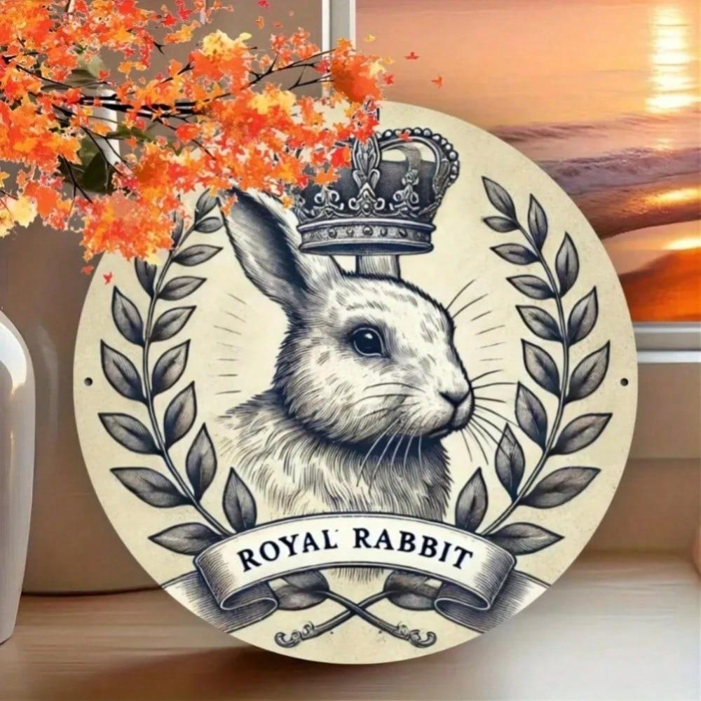Flat Print Metal Art Easter Bunny Crown Wall Decor For Home Room Door