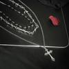 Punk Thorn Cross Pendant Necklace Dark Gothic Cross Fringe Choker Necklace for Women Unique Clavicle Chain Stylish Gift