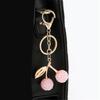 Cherry Shaped Keychain with Rhinestones Versatile Charm for Keys and Bags Fruit Shaped Keyring Pendant Purse Decoration
