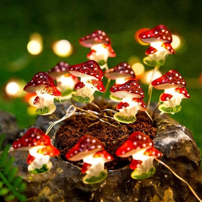1Pcs 2M 20LEDs Battery Driven Mushroom Copper Wire Lamp for Door Kids Room Wall Party Living Room Bedroom Ornament Lighting