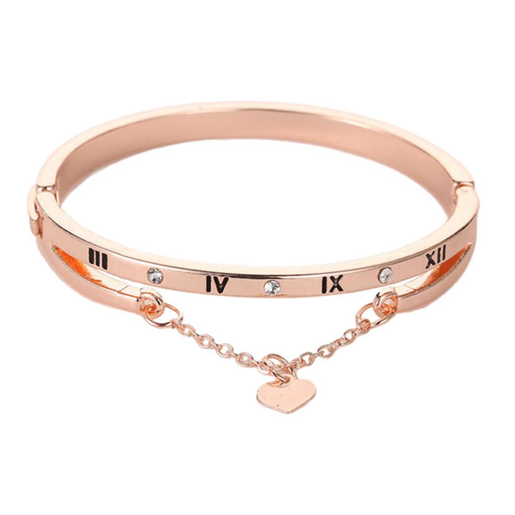 Römische Ziffer Armreif Modische Handkette Herz Armband Schmuck Geschenk für Frauen Mädchen