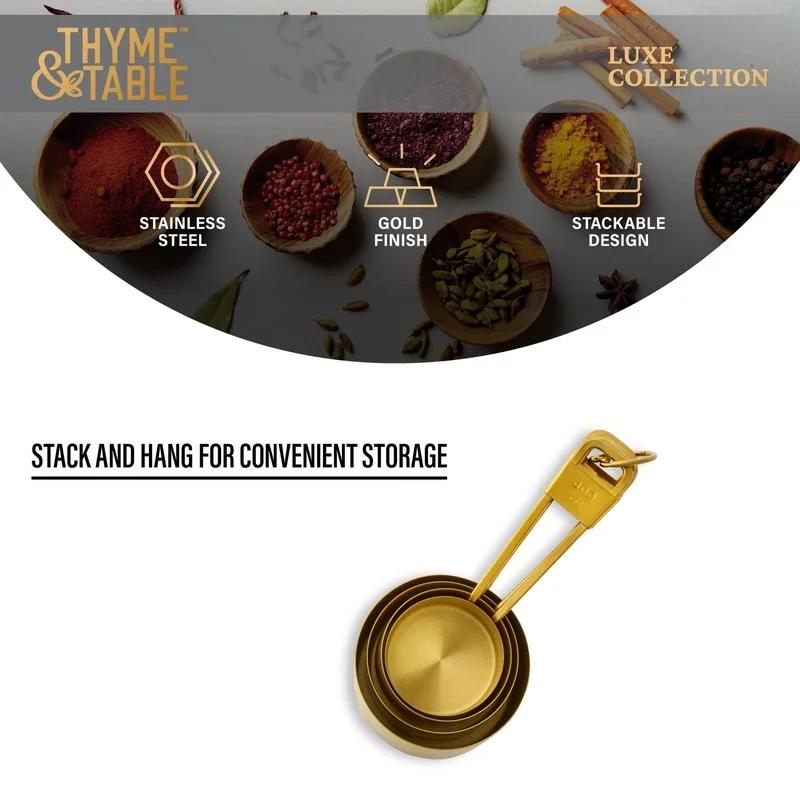 4 Piece Gold Stainless Steel Nesting Measuring Cup Set Durable Kitchen Essential Accurate Measurement Cups Versatile Nesting
