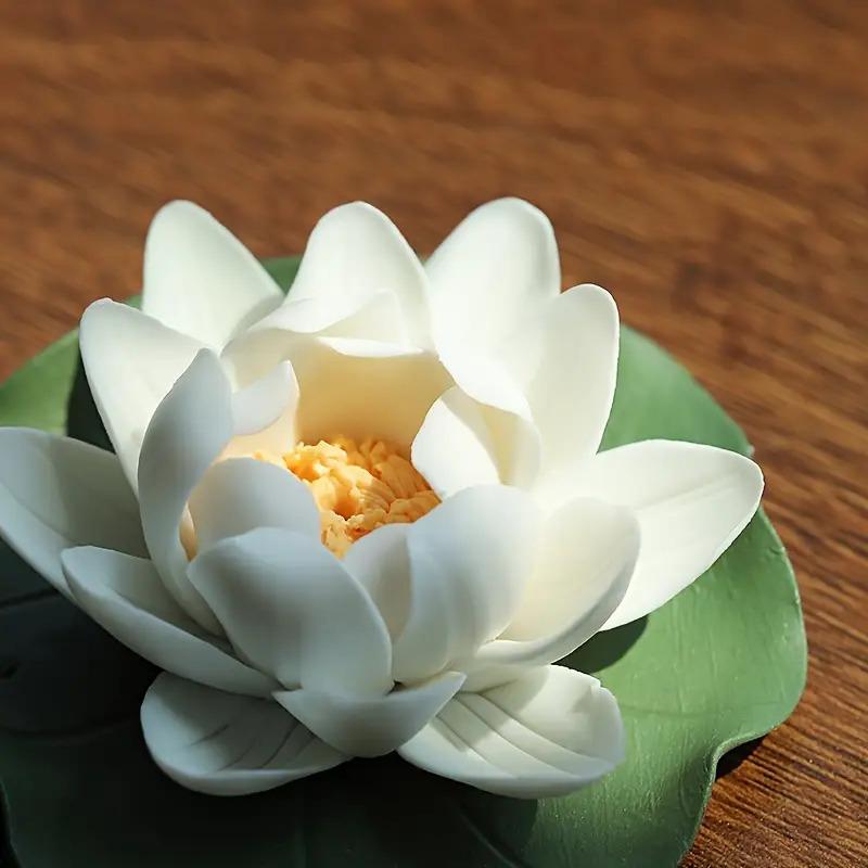 Handmade Ceramic Lotus Incense Burner - Zen-Inspired Home Decor,No Fragrance,Perfect choice for living room ambiance