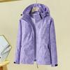 Women Jacket Stand Collar Detachable Hood Long Sleeve Casual Coat with Pockets Maple