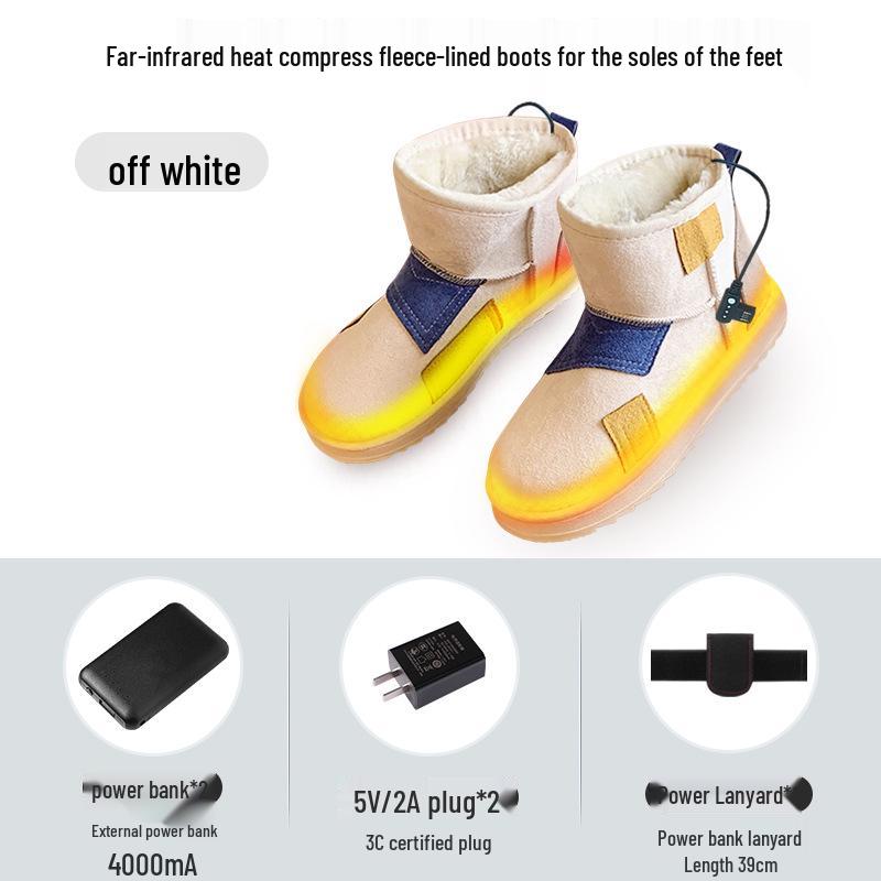 Women s Electric Heated Shoes with Temperature Control and Rechargeable Foot Warmer 40 грязно-белый